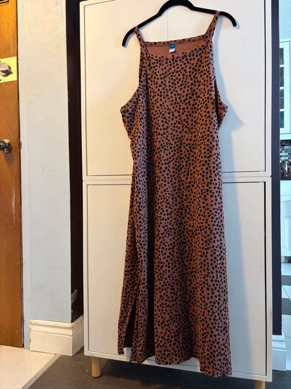 Old Navy Brown and Black Printed Maxi Slip Dress